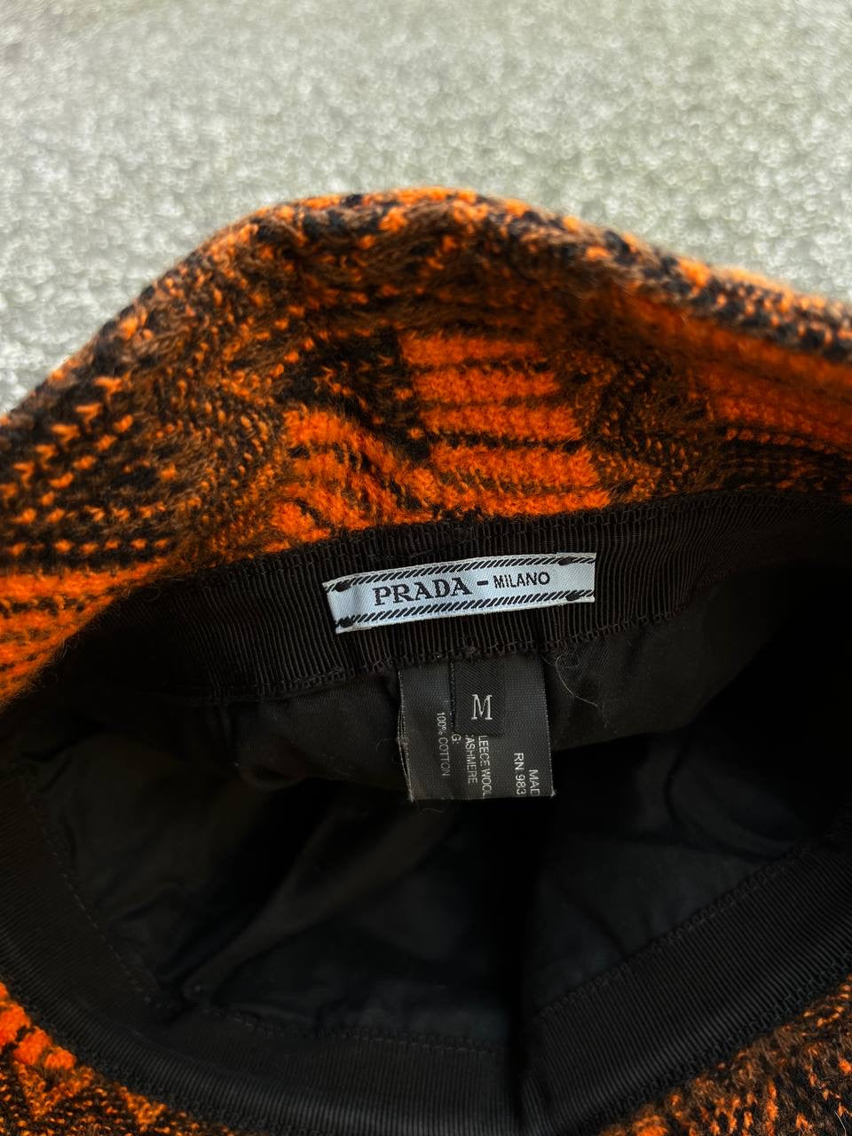 Prada Bøllehat Bucket Hat Wool/Cashmere Uld M Medium Orange