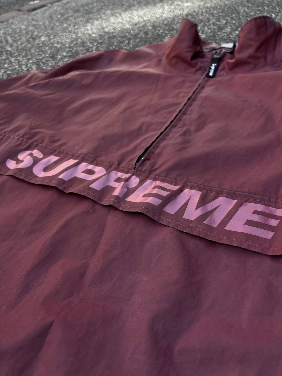 Supreme Reflective Anorak Jakke XL Brugt Used Pink Big Logo