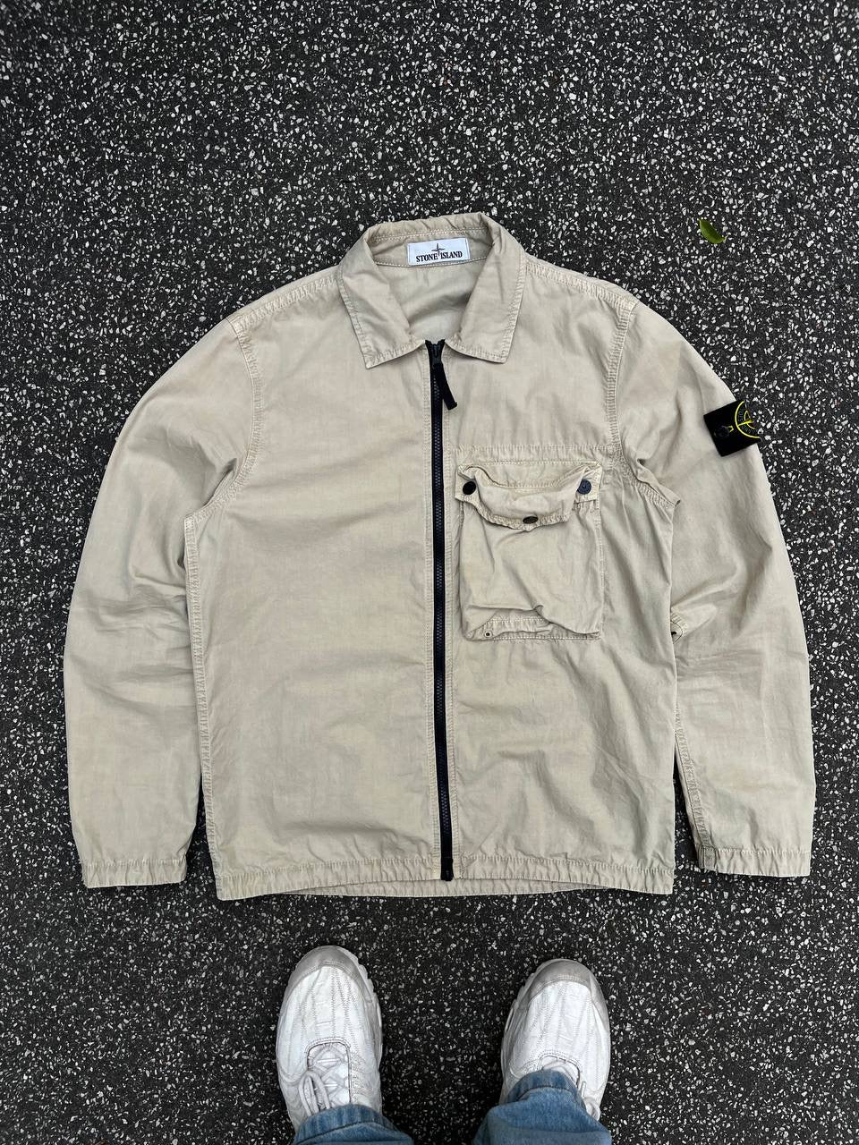 Stone Island Overshirt Skjorte Sommerjakke M Medium Beige Brugt Used