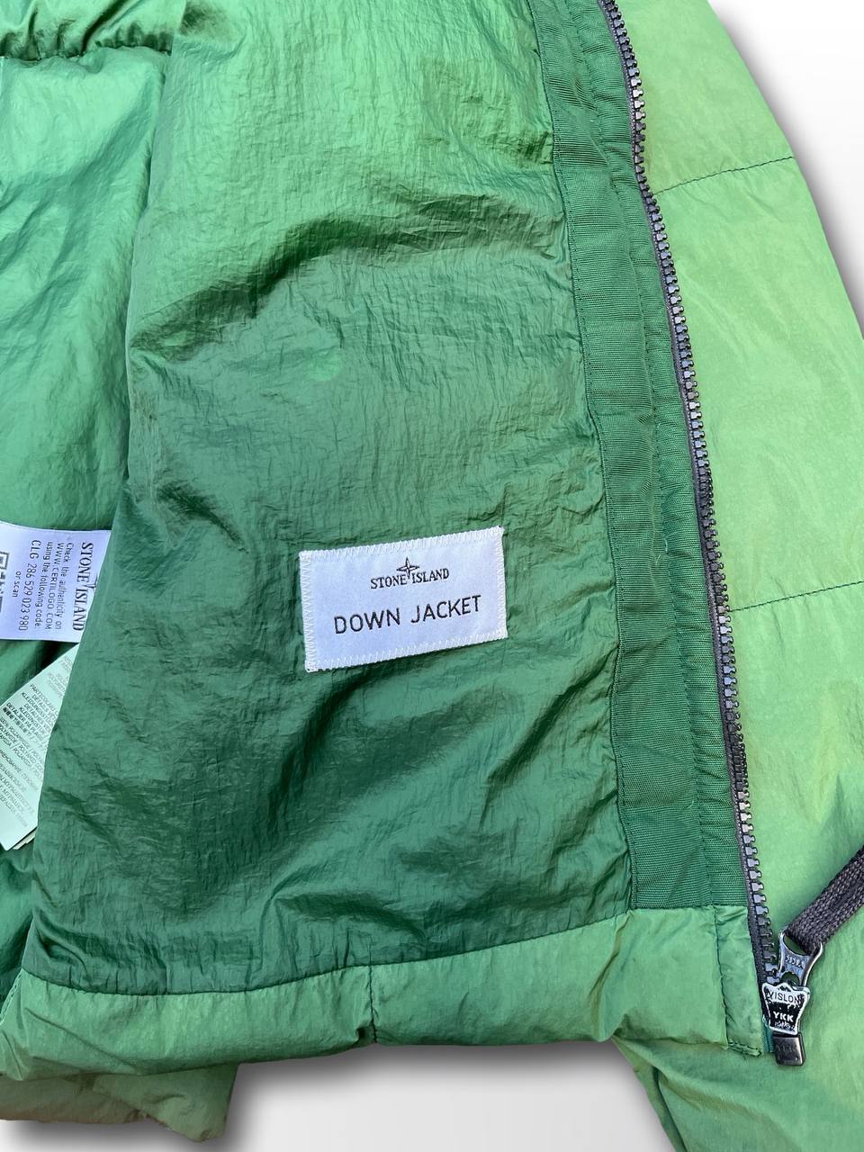 Brugt Used Puffer vinter jakke Stone Island i grøn S XS 164cm