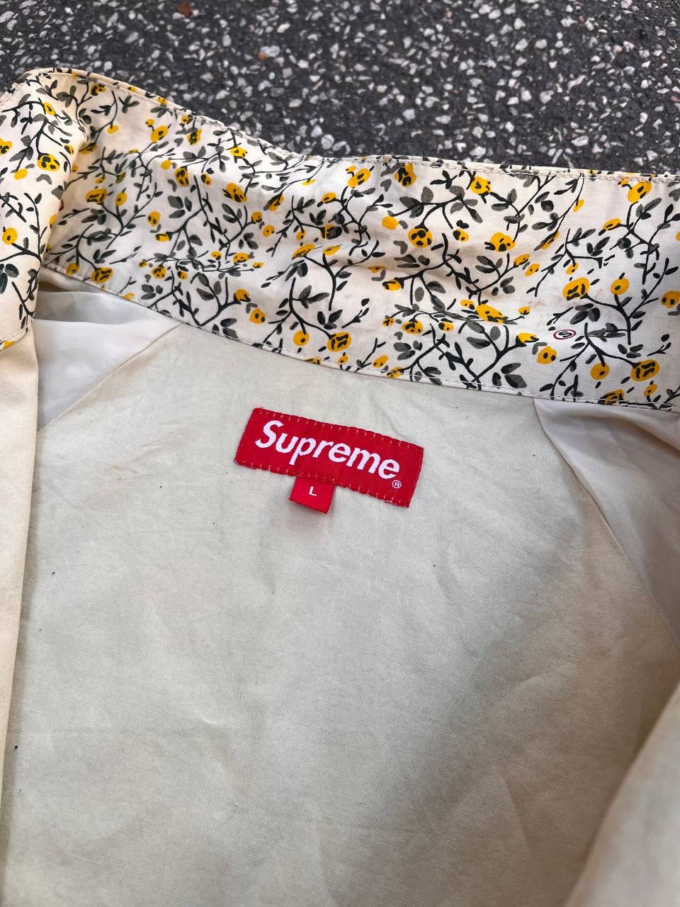 Supreme Sommerjakke Windbreaker Flowers Box Logo L Large Beige