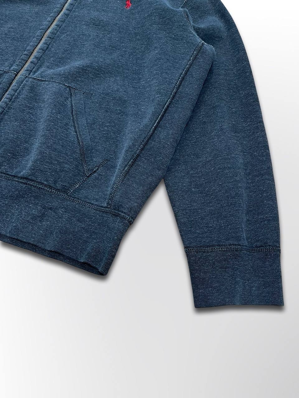 Brugt Vintage Zip-Up Hoodie Hættetrøje Polo Ralph Lauren i Grå farve med den Røde Hest i XL herre Stockholm style