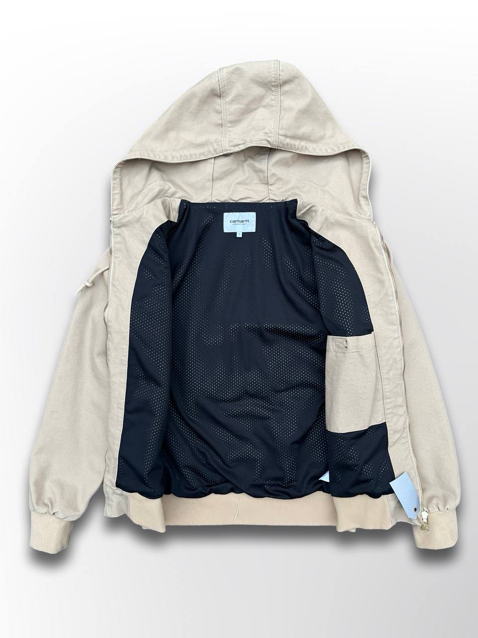 Brugt Carhartt Active Jacket Jakke USA Vintage Street Look i S Small Herre i Beige Sand Farve
