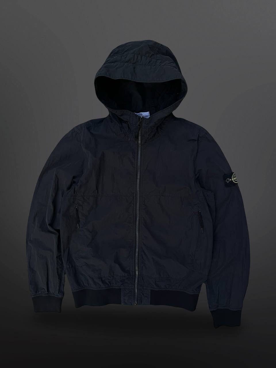 Stone Island Sommerjakke Med Hætte Sort S Small Brugt Used