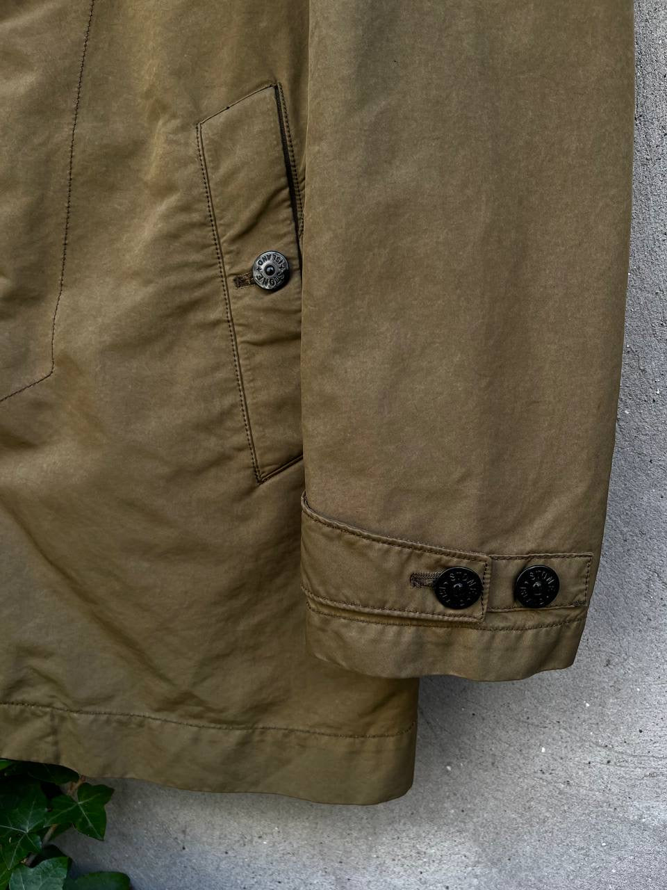 Stone Island David TC Frakke Trench Coat i Khaki grøn Medium