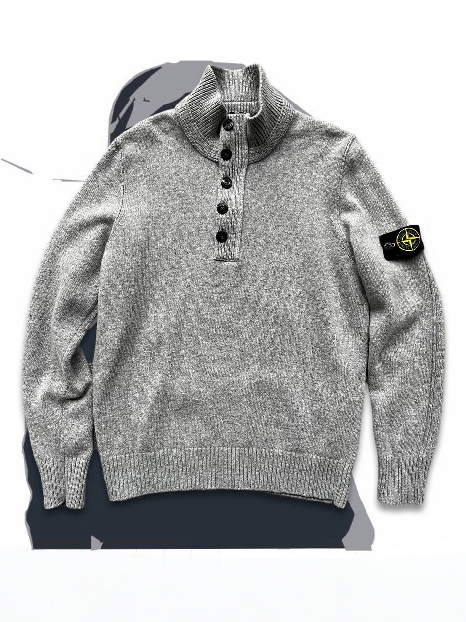 Brugt Used Stone Island Sweater Trøje i Uld i grå 80% Uld XL 6715508A3