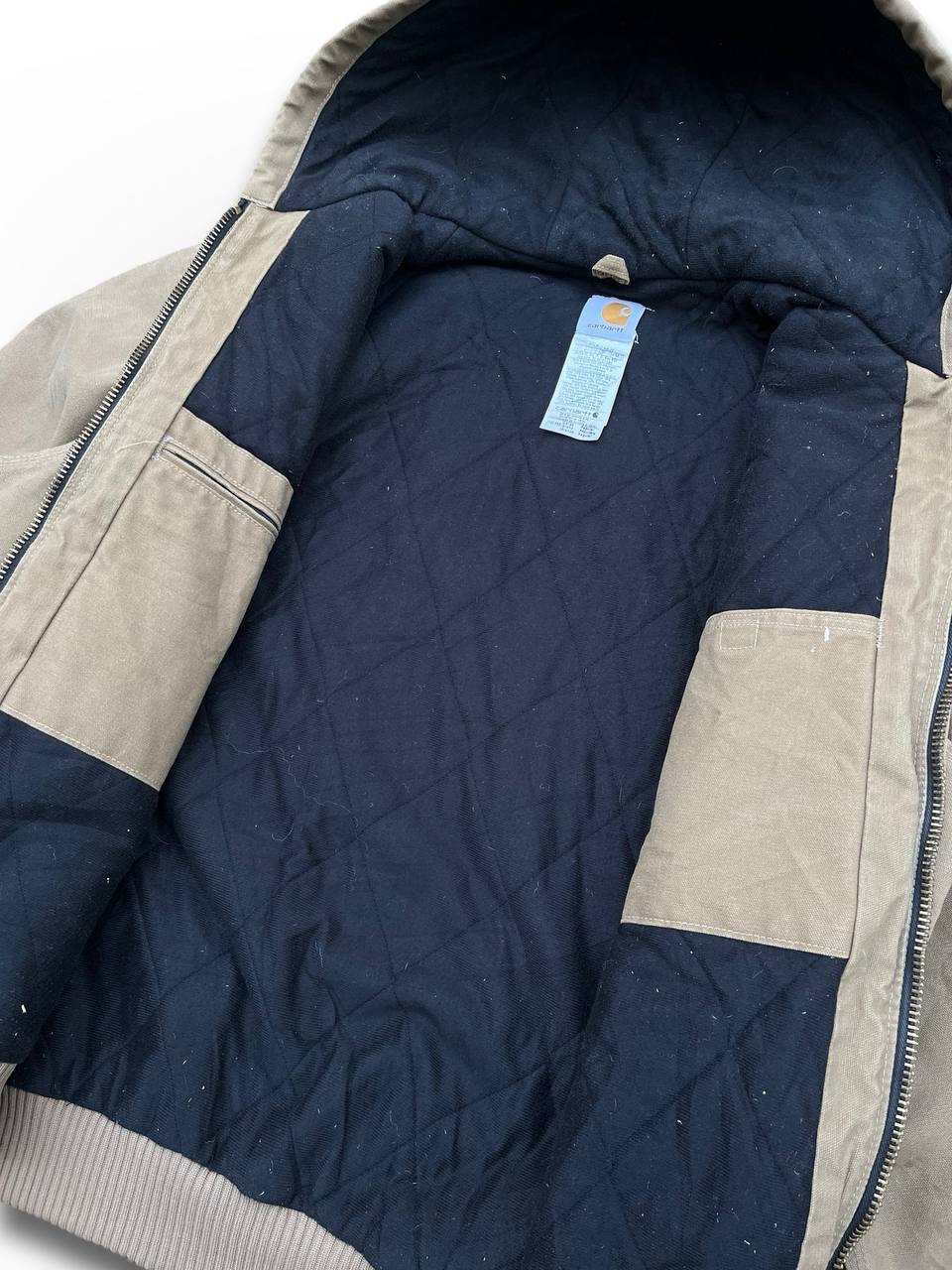 Brugt Vintage Carhartt Active Jacket USA 90s Med Fleece Insulation Vinterjakke i Beige farve L Large herre Unisex