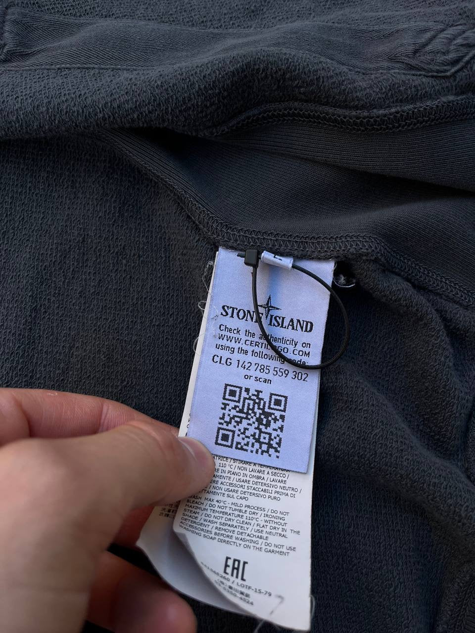 Stone Island Zip-Up Hoodie Hættetrøje Large i Grå Brugt Used