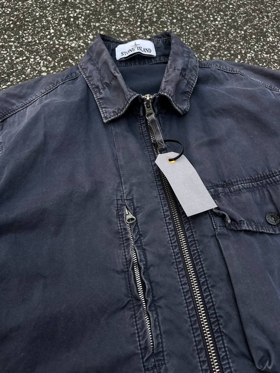 Stone Island Overshirt Vintage Look i Mørkeblå S Small Brugt Used