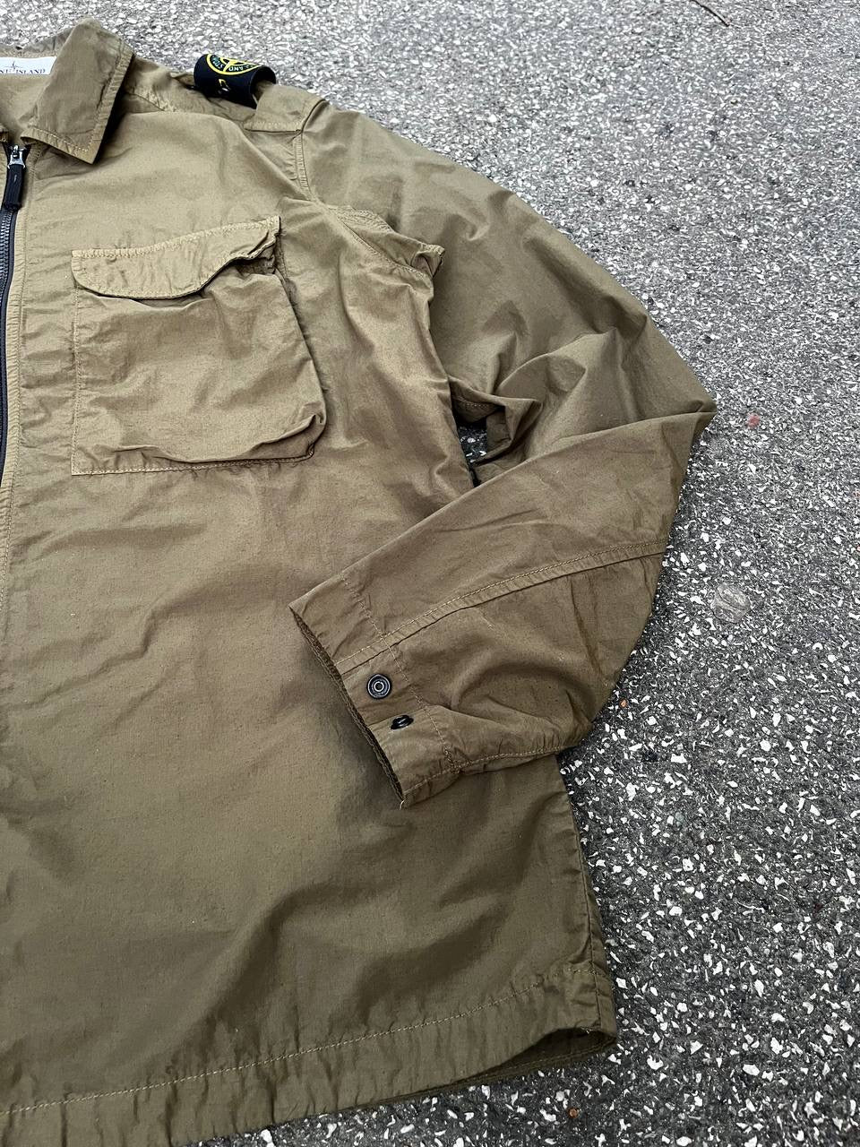 Stone Island Overshirt Skjorte Sommerjakke L Large Khaki Grøn Brugt Used