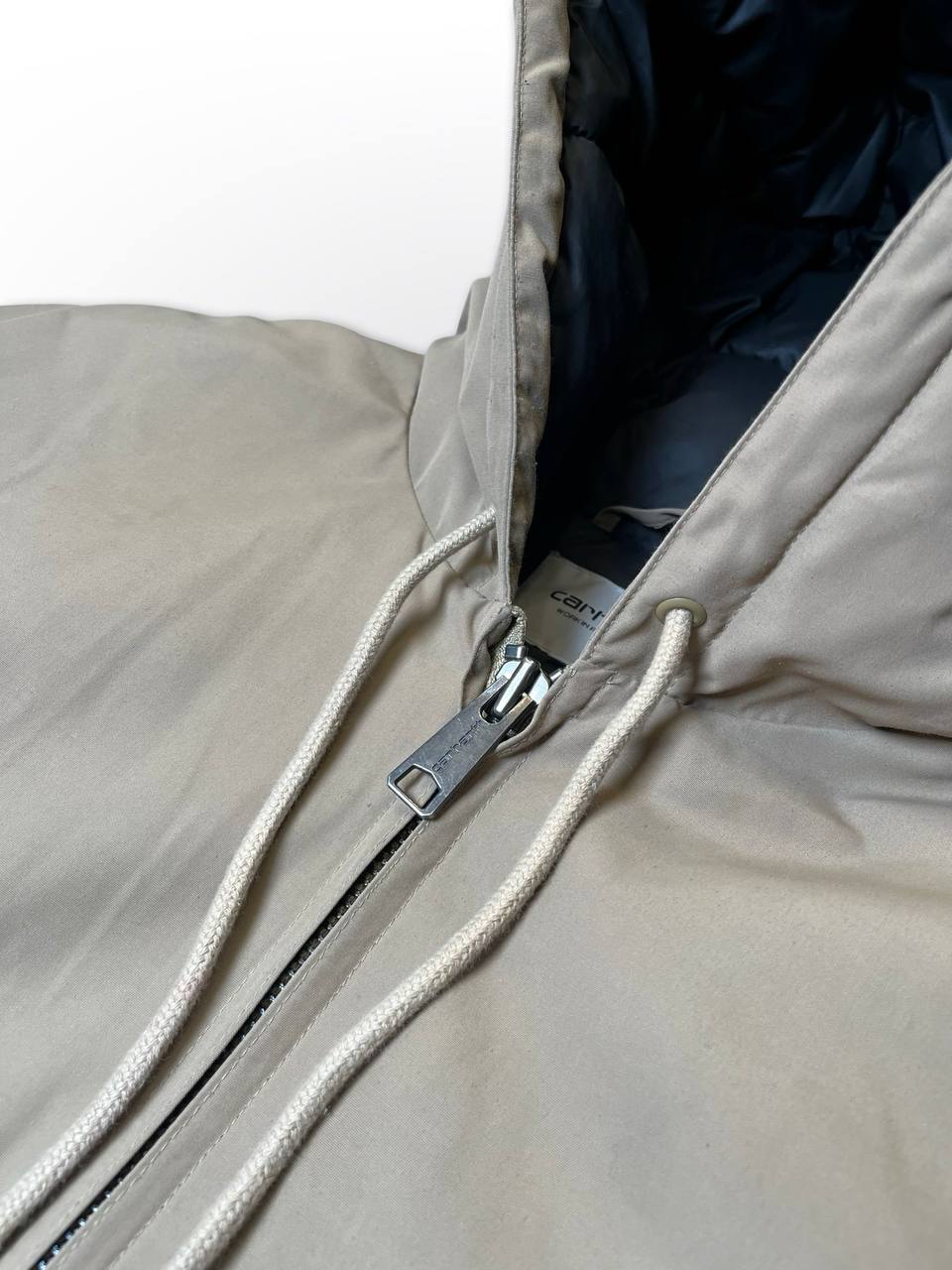 Brugt Used Carhartt WIP Cold Active Jacket Dynejakke USA Vintage Look i Beige Farve M medium Herre