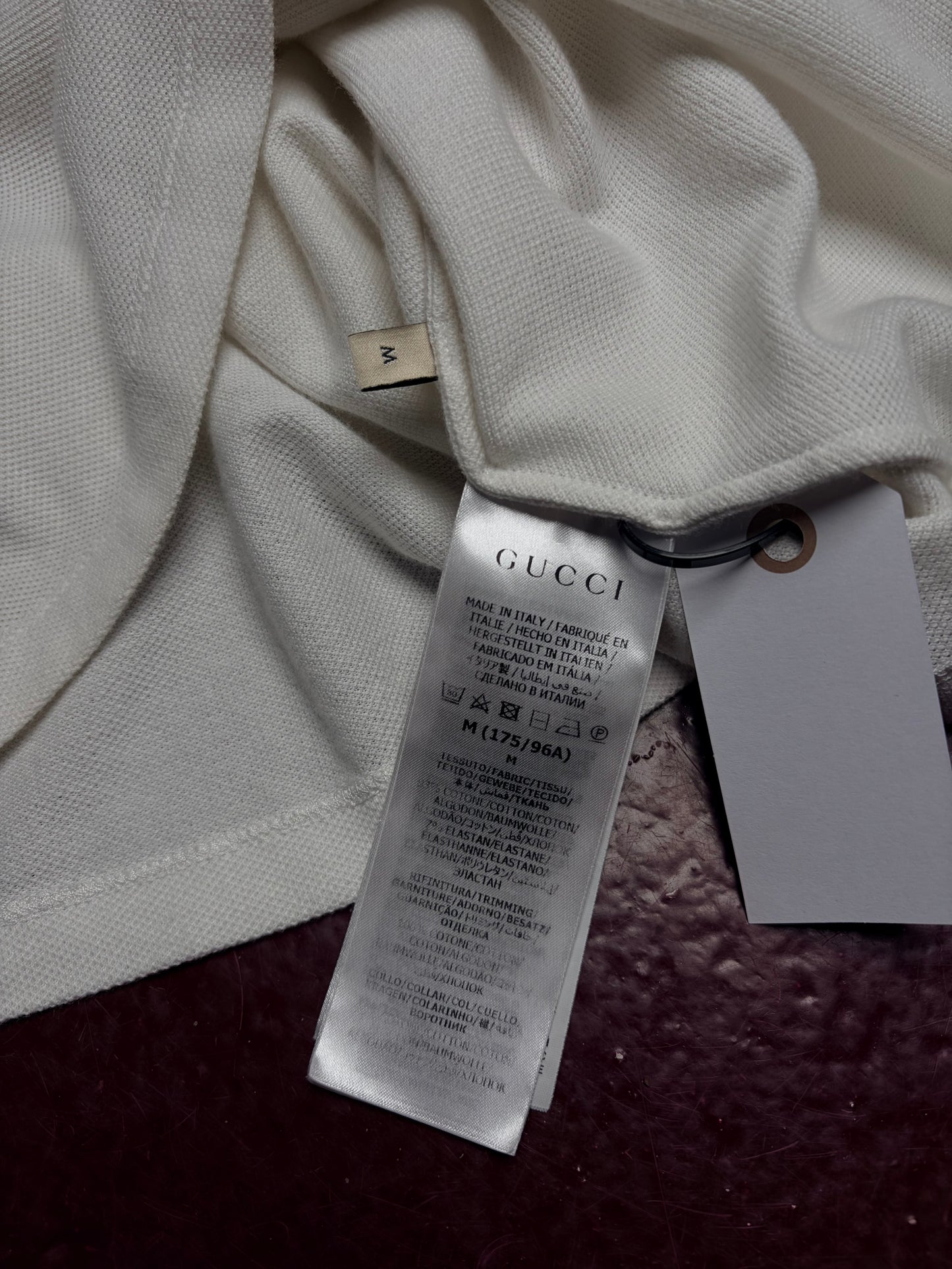 Gucci Web Stripe Tiger Collar Polo – White – Size M