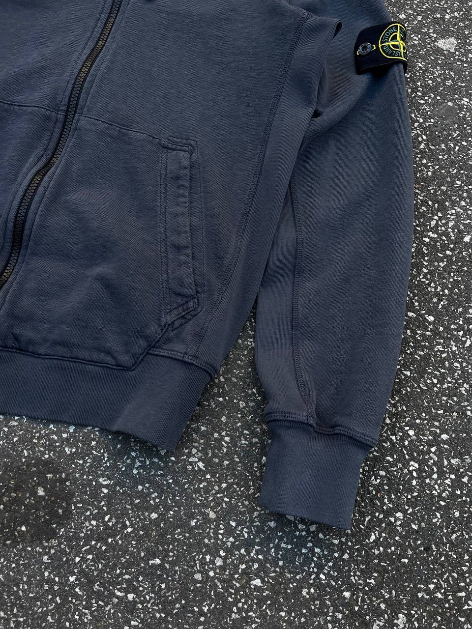 Stone Island Zip-Up Hoodie Hættetrøje Large i Grå Brugt Used