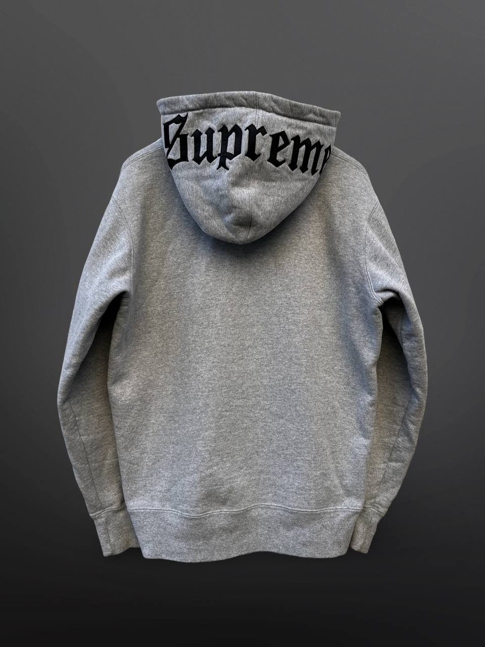 Supreme Old English Zip Up Hoodie Hættetrøje med Lynlås i Grå L large