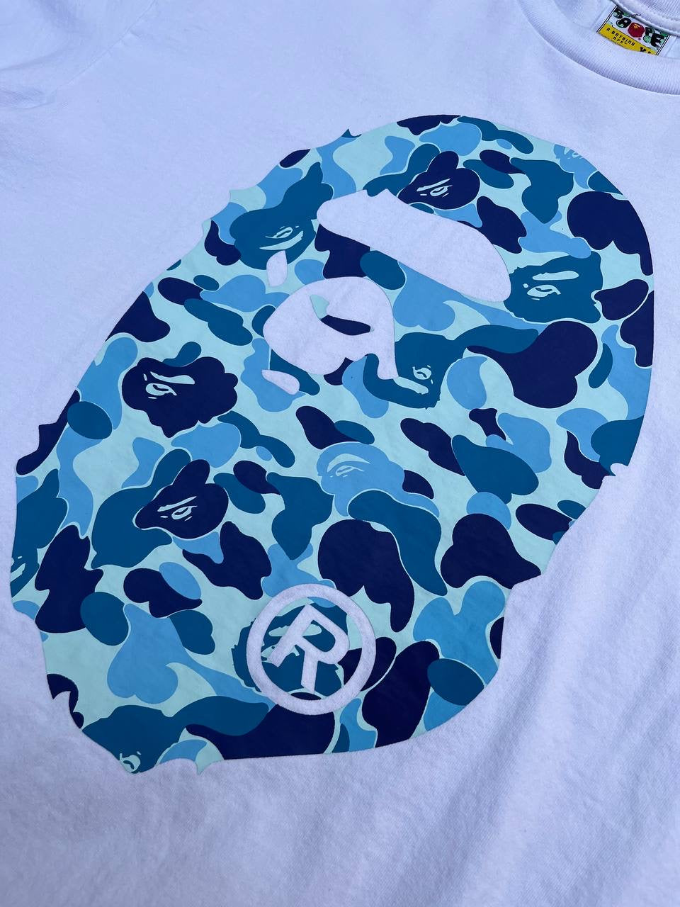 Bape A-Bathing Ape Tee T-Shirt XL Hvid Double Logo Brugt Used