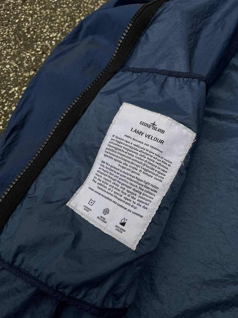 Stone Island Lamy Velour Jakke Navy Blå M Medium
