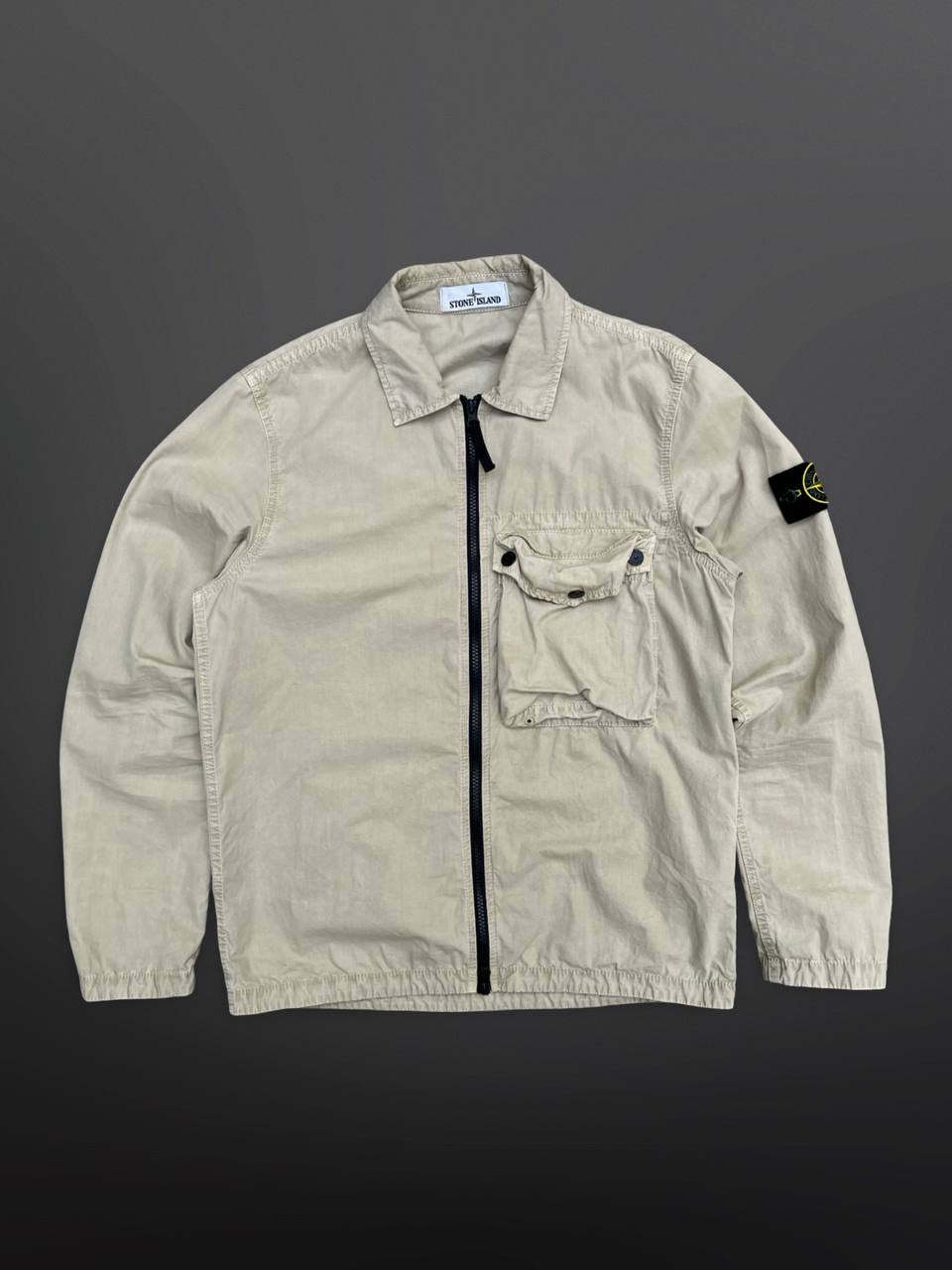 Stone Island Overshirt Skjorte Sommerjakke M Medium Beige Brugt Used