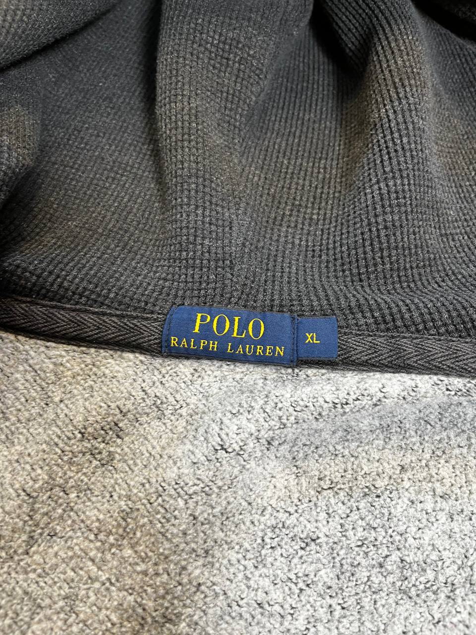 Brugt Vintage Zip-Up Hoodie Hættetrøje Polo Ralph Lauren i Grå farve med den Røde Hest i XL herre Stockholm style