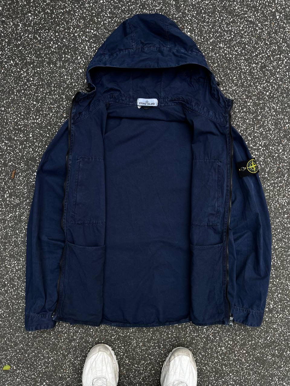 Stone Island Jakke Sommerjakke Navy Mørkeblå L Large Brugt Used