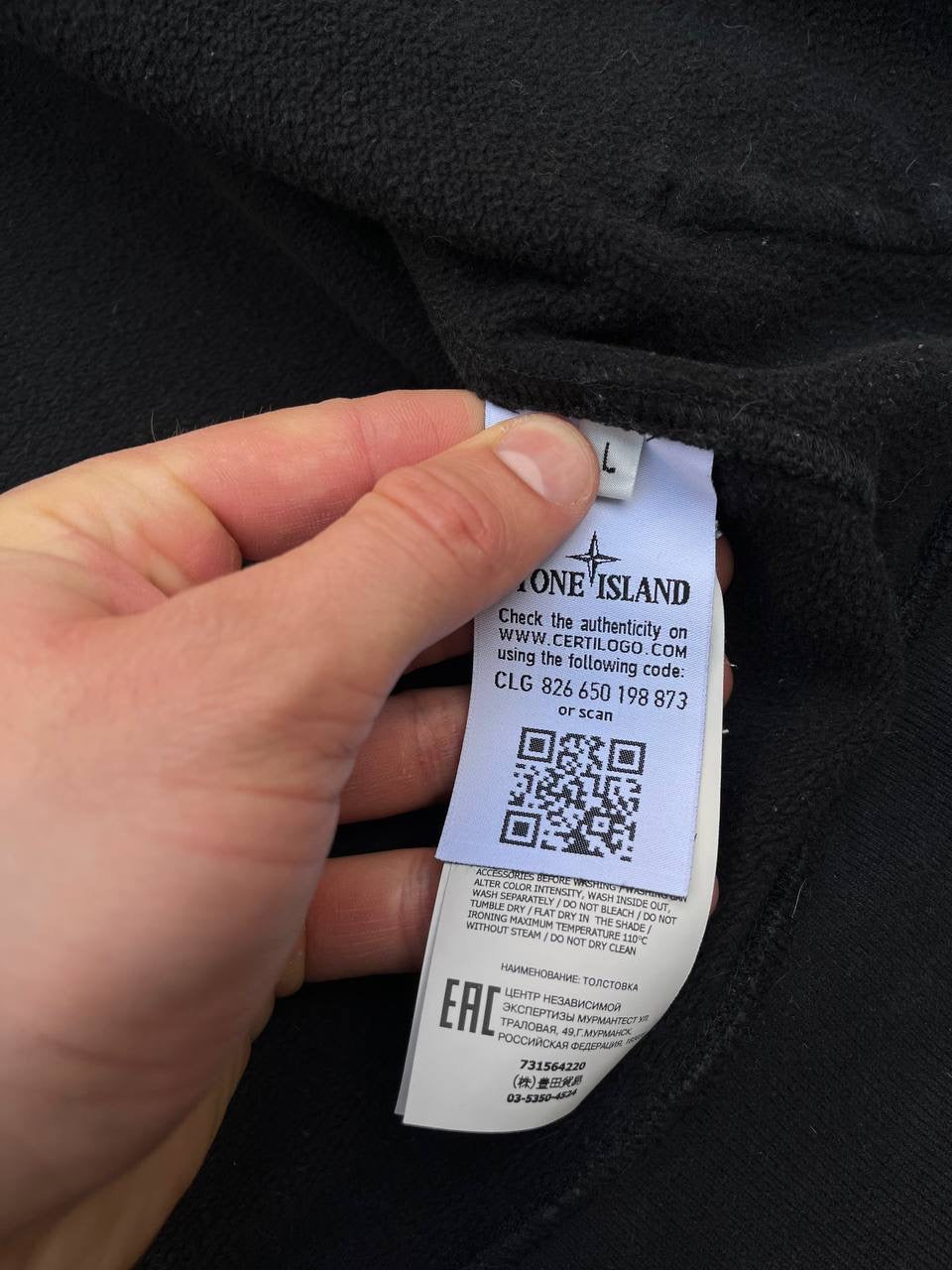 Stone Island Zip Up Hoodie Hættetrøje Sort Black 731564220 Brugt Used