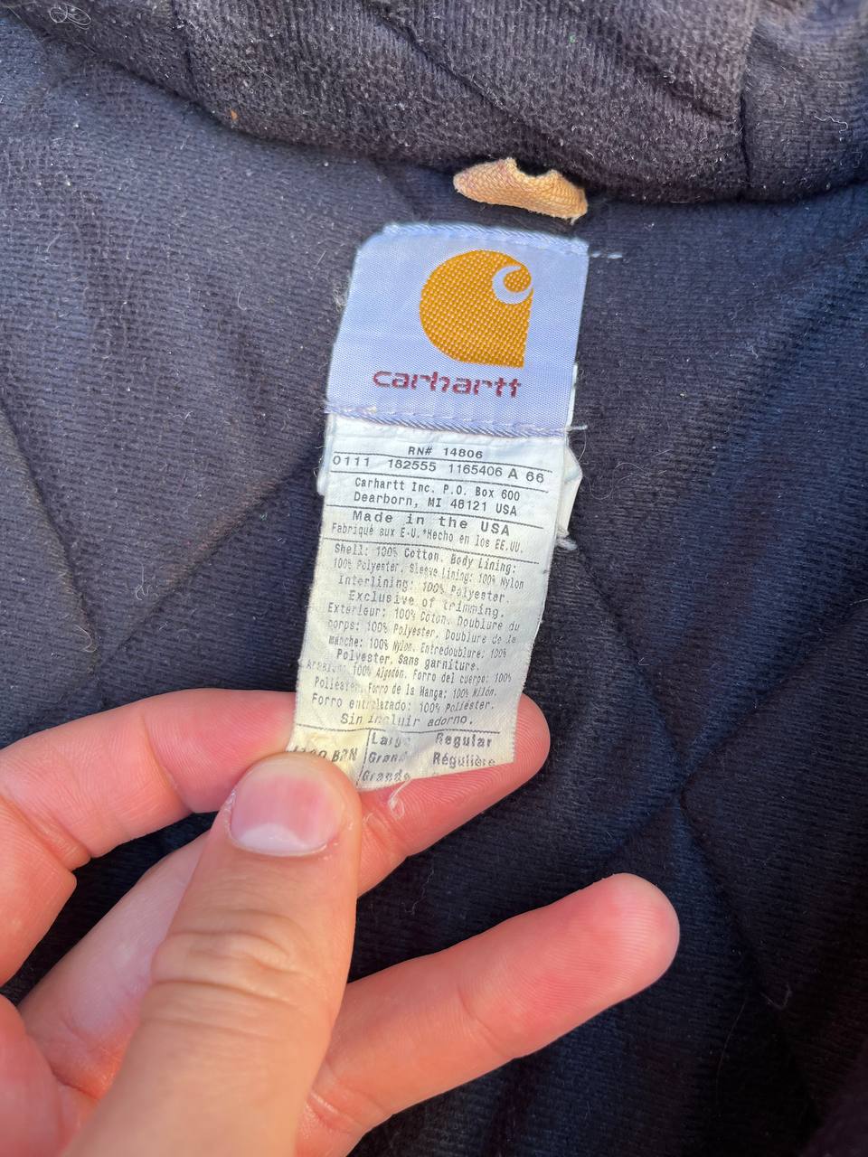 Vintage Carhartt Active Work jacket fra USA 90’s i beige Carhartt WIP Active jakke fra 90erne i L large mænd (unisex) med fleece insulation