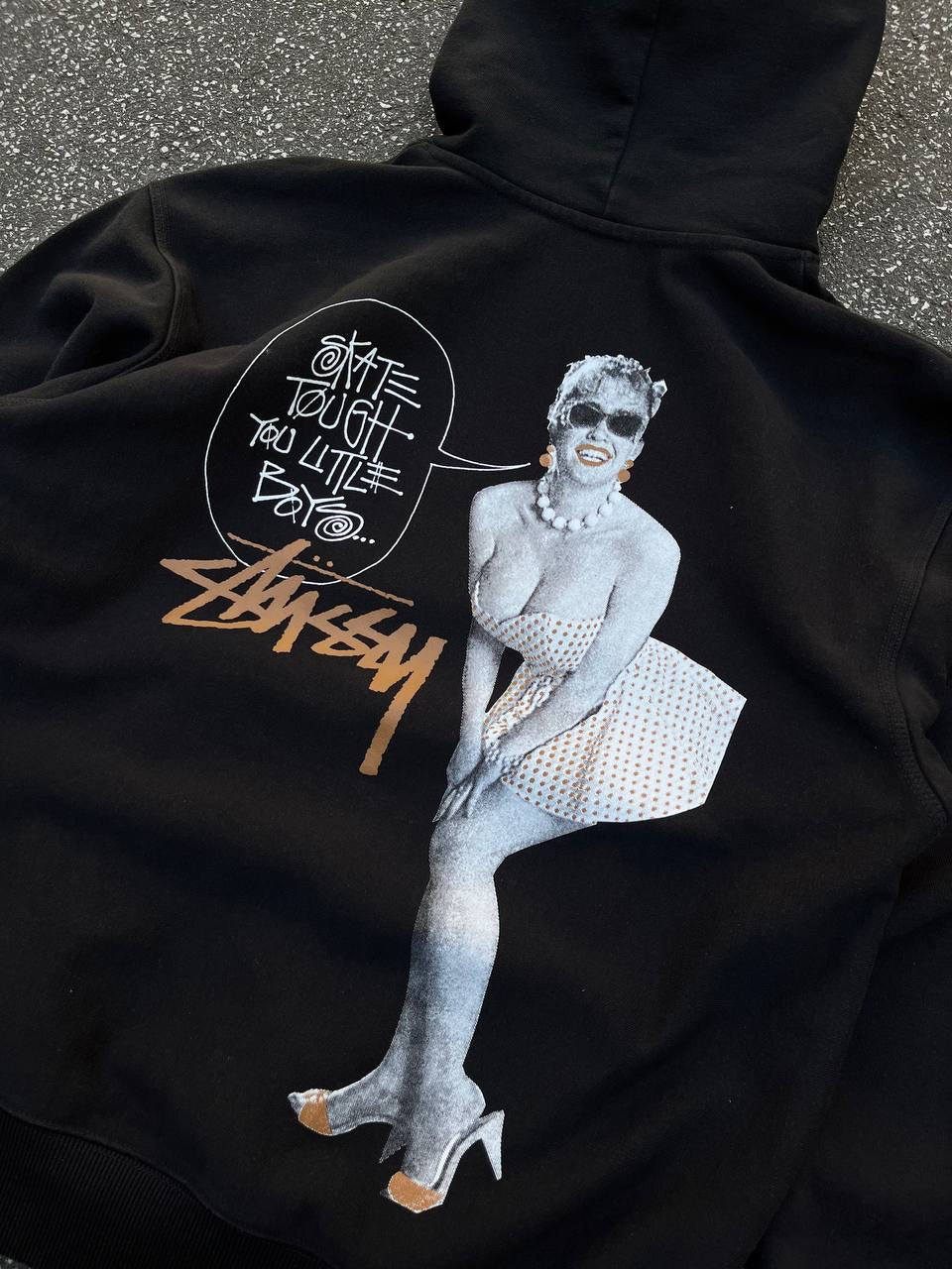 Stussy Hættetrøje Hoodie Sort L Large Big Logo