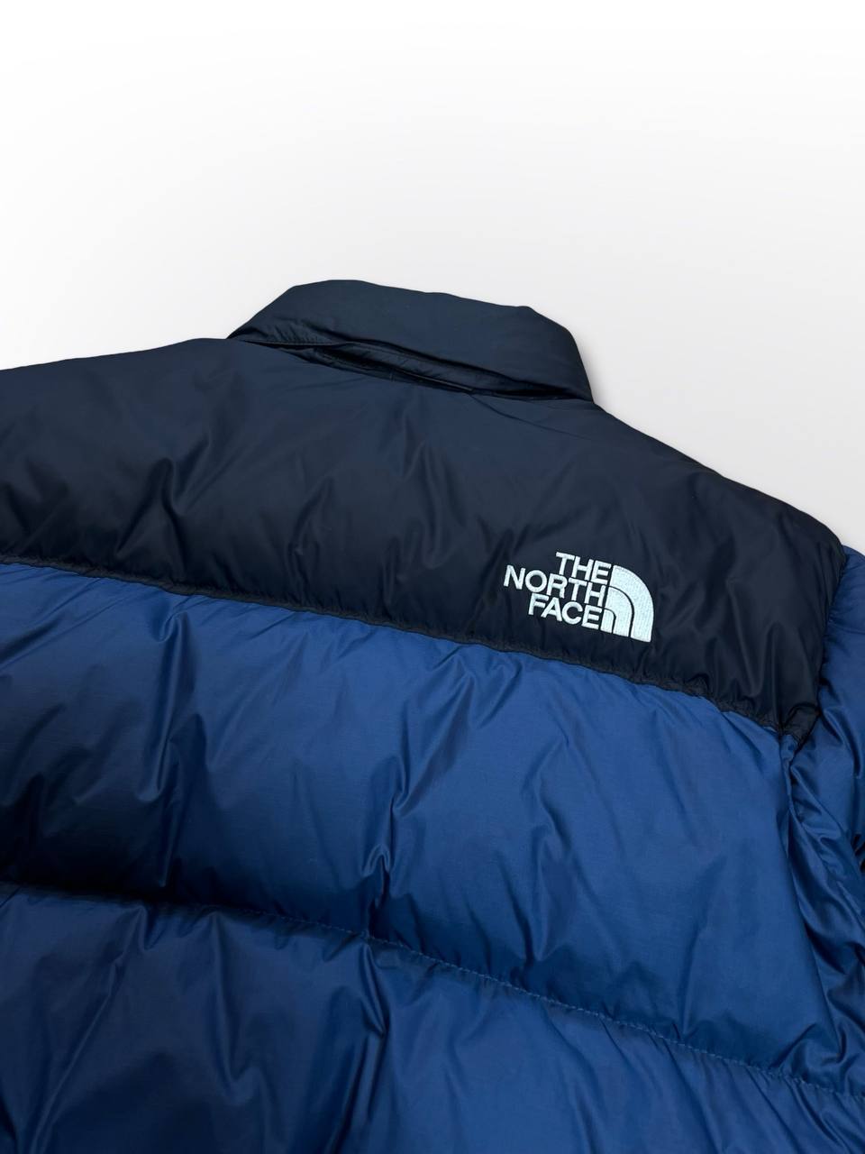 Brugt Puffer Dunjakke The North Face nuptse 700 Varm Vinterjakke i L large mænd Mørkenlå Sort i god stand
