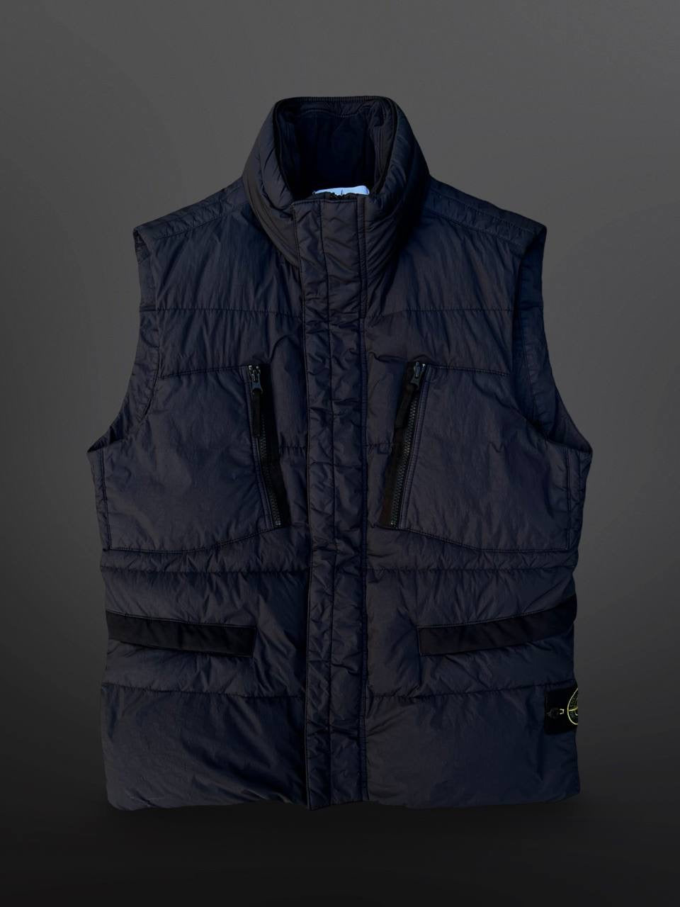 Stone Island Garment Dyed Crinkle Reps Ny Down Vest Navy L Large Brugt Used