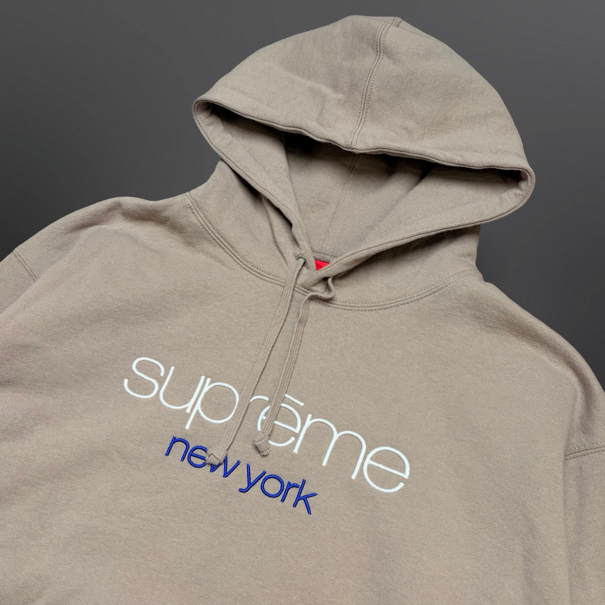 Supreme New York Logo Hoodie – Taupe – Large