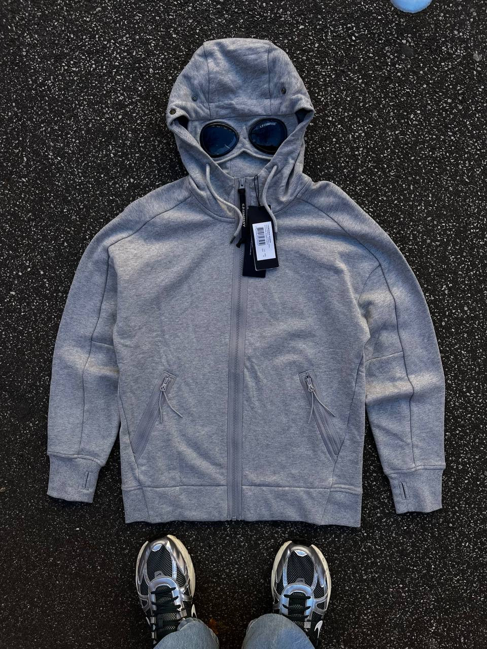 C.P. Company Zip Up Google Hoodie Grå Medium Brand New