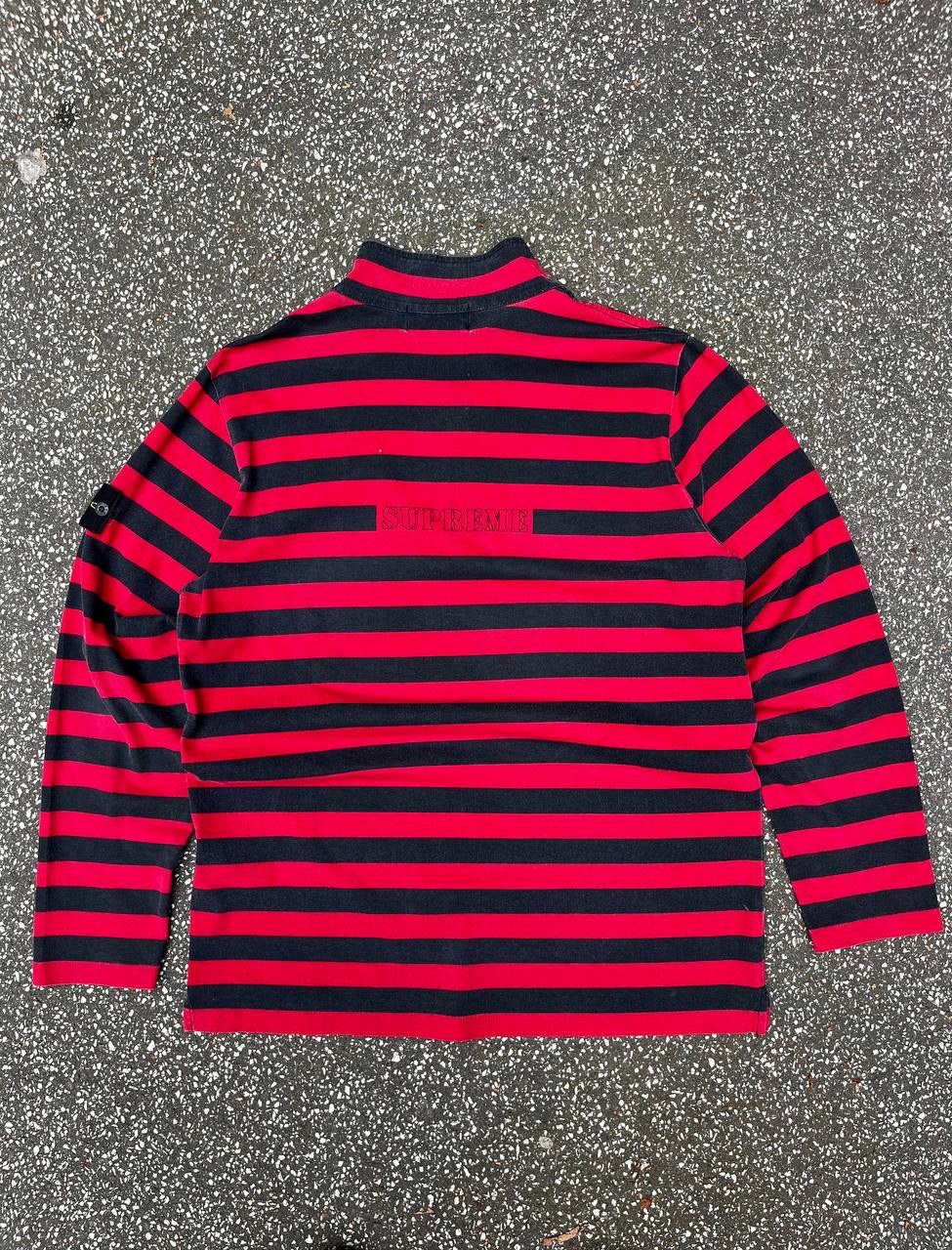 Supreme X Stone Island Quarter Zip Long Sleeve Top L Large Rød Sort