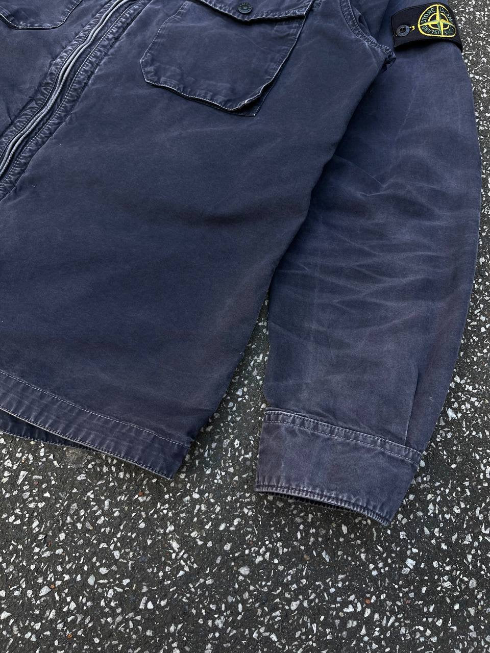 Stone Island Overshirt Sommerjakke Overgangsjakke Skjorte Med Lynlås Og Lommer Navy XL Vintage