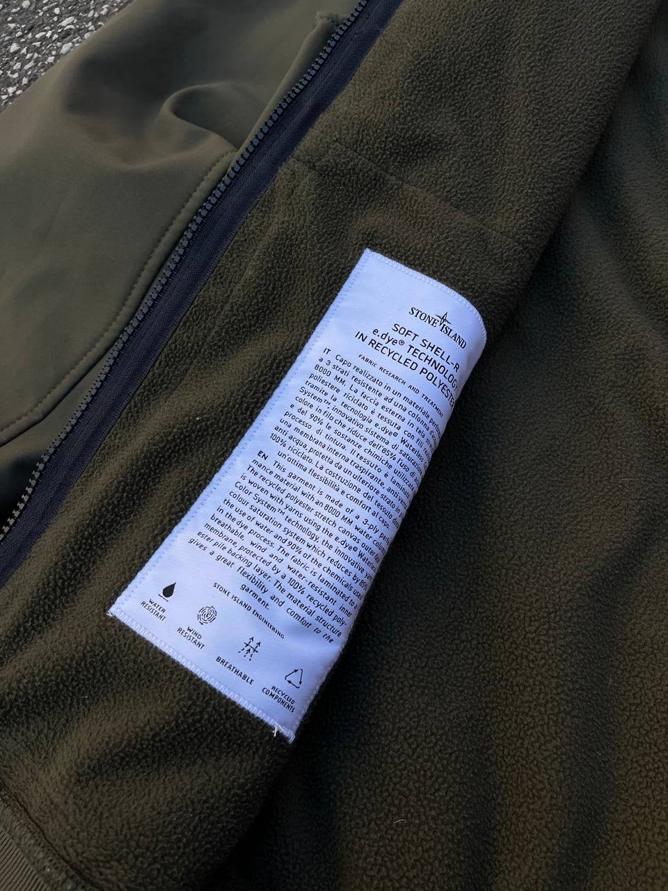 Stone Island Softshell R Jakke Grøn Khaki L Large Brugt Used