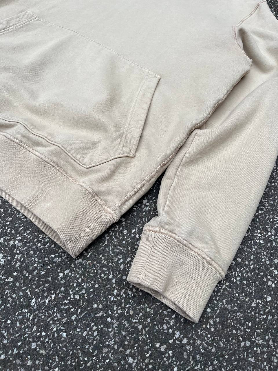 Stone Island Hættetrøje Hoodie i Beige Sand Farve XL Xlarge Brugt Used