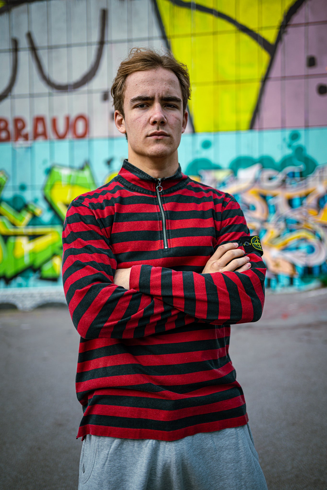 Supreme X Stone Island Quarter Zip Long Sleeve Top L Large Rød