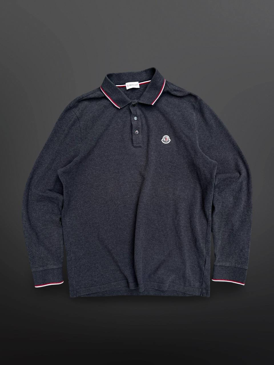 Moncler Polo Trøje Sweatshirt XL Grå Grey MAGLIA POLO MANICA LUNGA