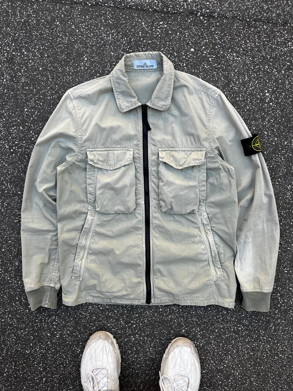 Stone Island Overshirt Sommerjakke Skjorte S Small Beige Brugt Used