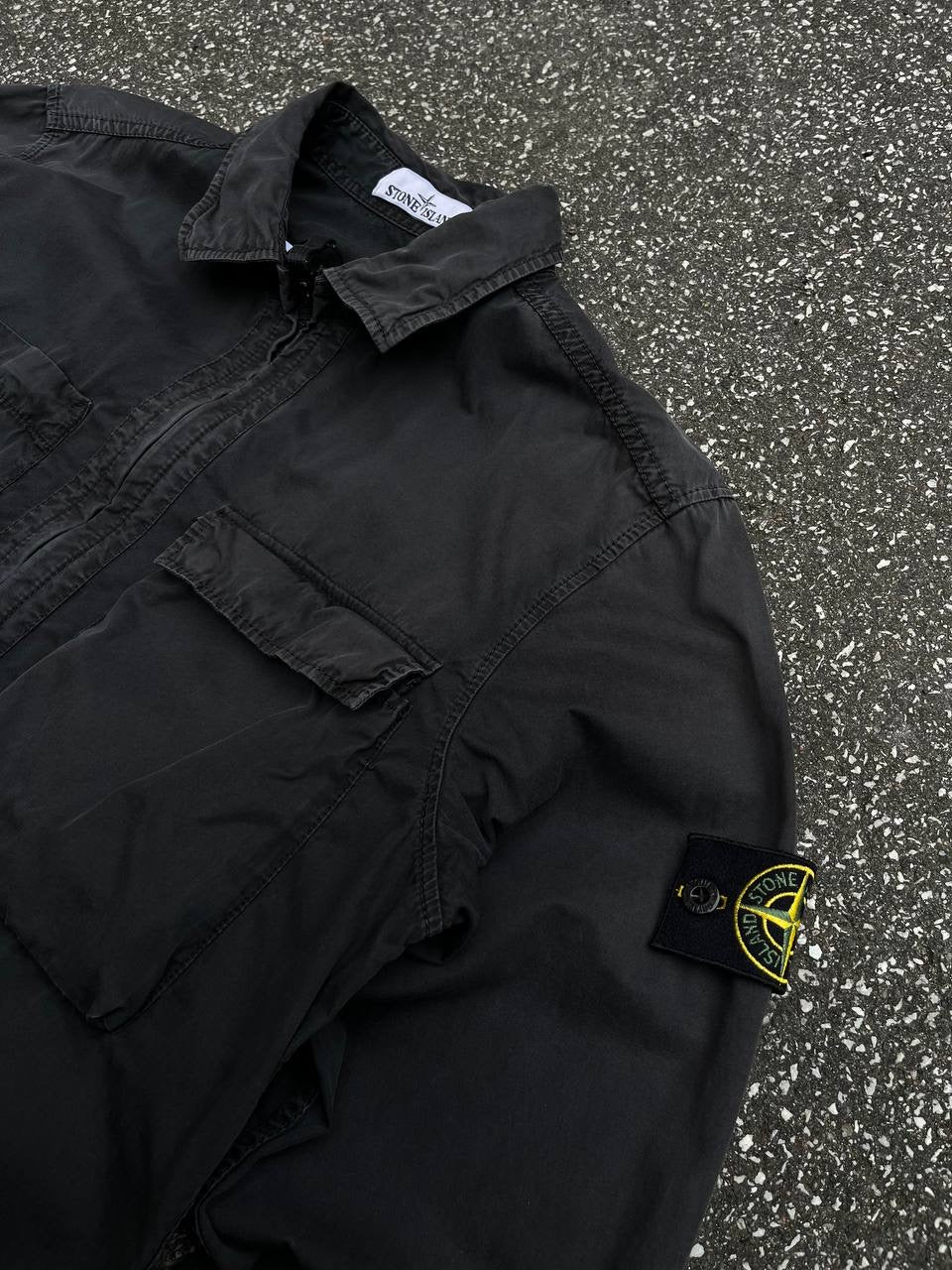 Stone Island Overshirt Skjorte Med Lynlås Sommerjakke Overgangsjakke I Grå L Large 6815111WN