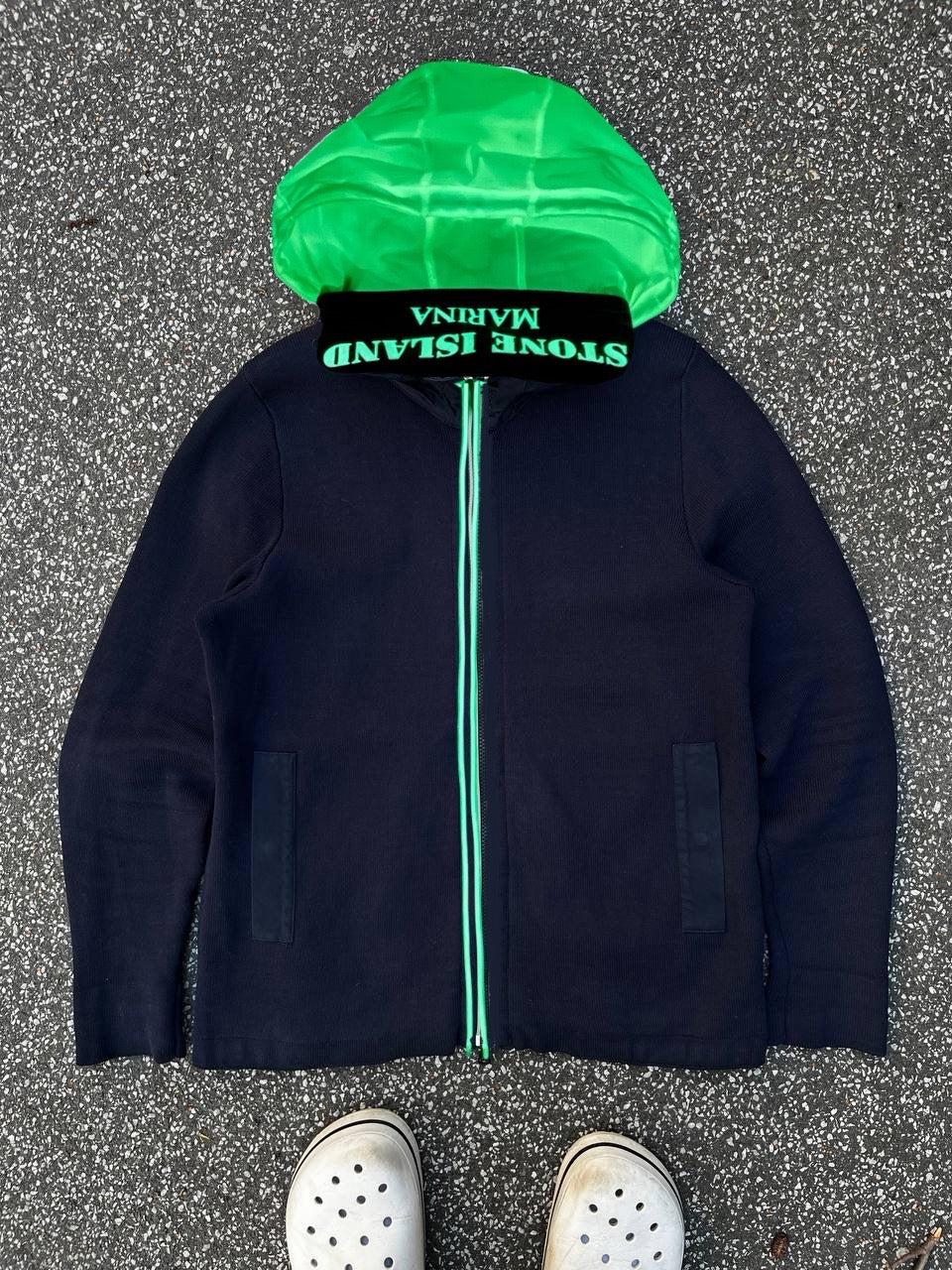 Stone Island Marina Night Glow Jacket Jakke Selvlysende Lumina XL i Navy Mørkeblå Brugt Used
