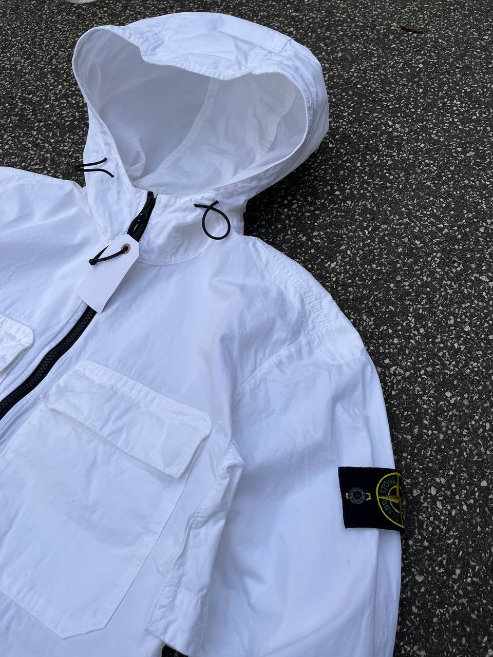 Stone Island Jakke Hooded Overshirt i Hvid L Large