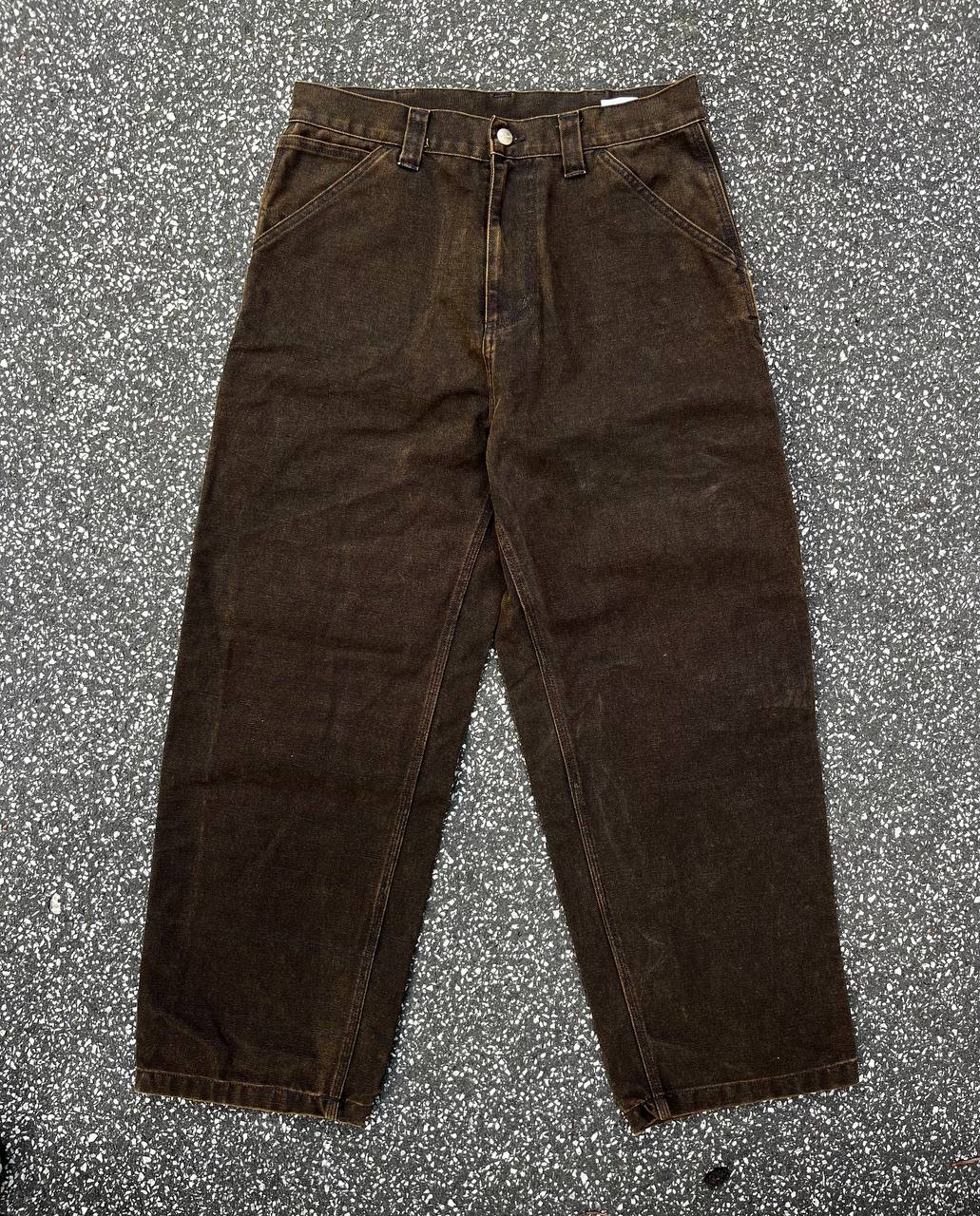Vintage Carhartt WIP bukser jeans arbejdsbukser baggy jeans OG single knee pant i brun i S Small