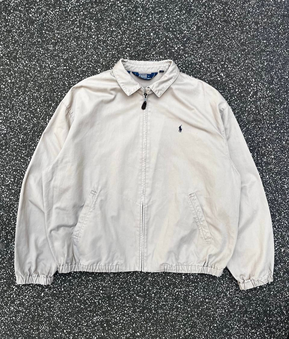 Brugt Used Vintage Polo Ralph Lauren Harrington jakke i beige Old Money style XL extra large
