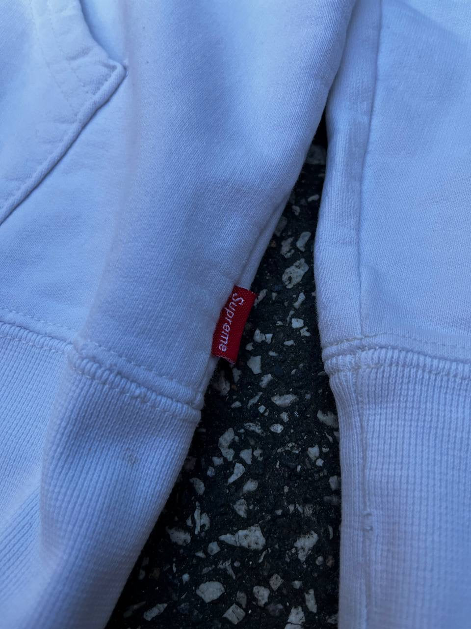 Supreme Zip Up Hoodie Hættetrøje med Lynlås Hvid White L Large