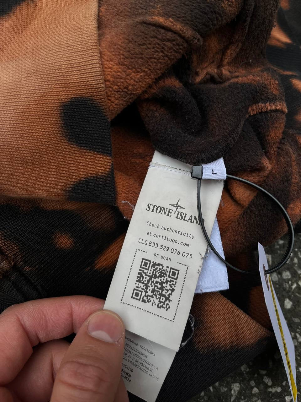 Stone Island Off Dyed Treatment Hættetrøje Hoodie i L Brugt Used