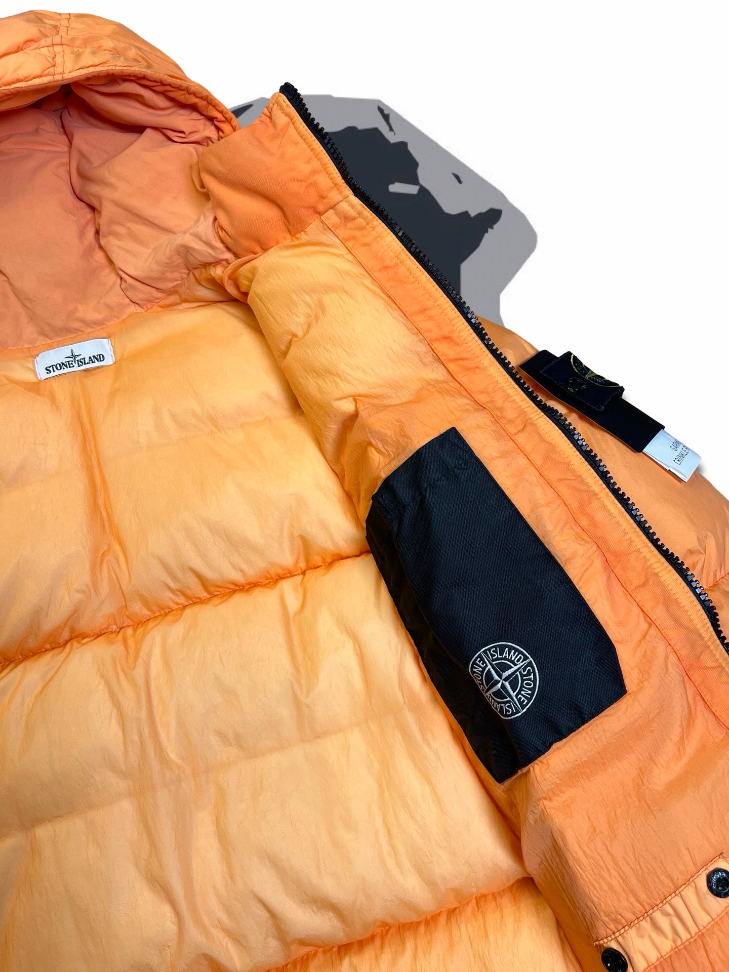 Brugt Used Orange Dunjakke Stone Island Puffer i L large Down Jacket