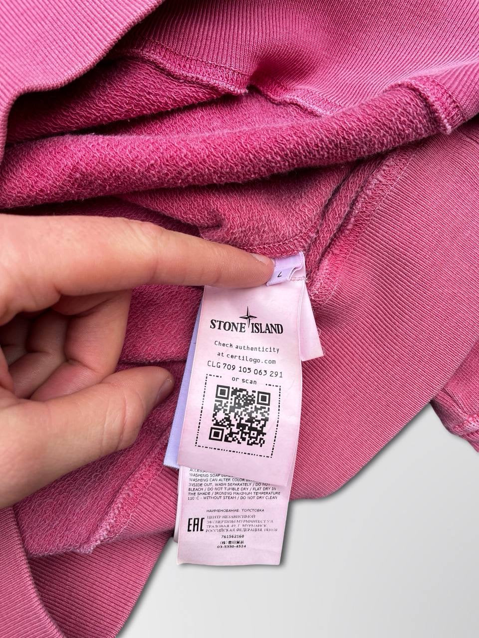 Stone Island Hættetrøje Hoodie i Lyserød Pink farve Large Brugt