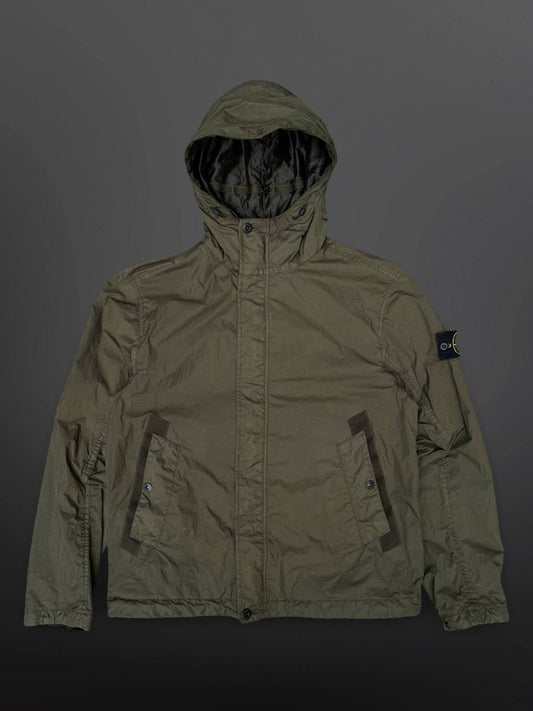 Stone Island Garment Dyed Crinkle Reps Ny Windbreaker Efterårsjakke Grøn Millitær Khaki M Medium K1S154100092 S0A23