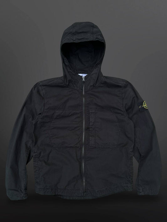 Stone Island Supima Cotton Twill Strech TC Jakke Windbreaker Efterårsjakke i Sort Black L Large 781543310