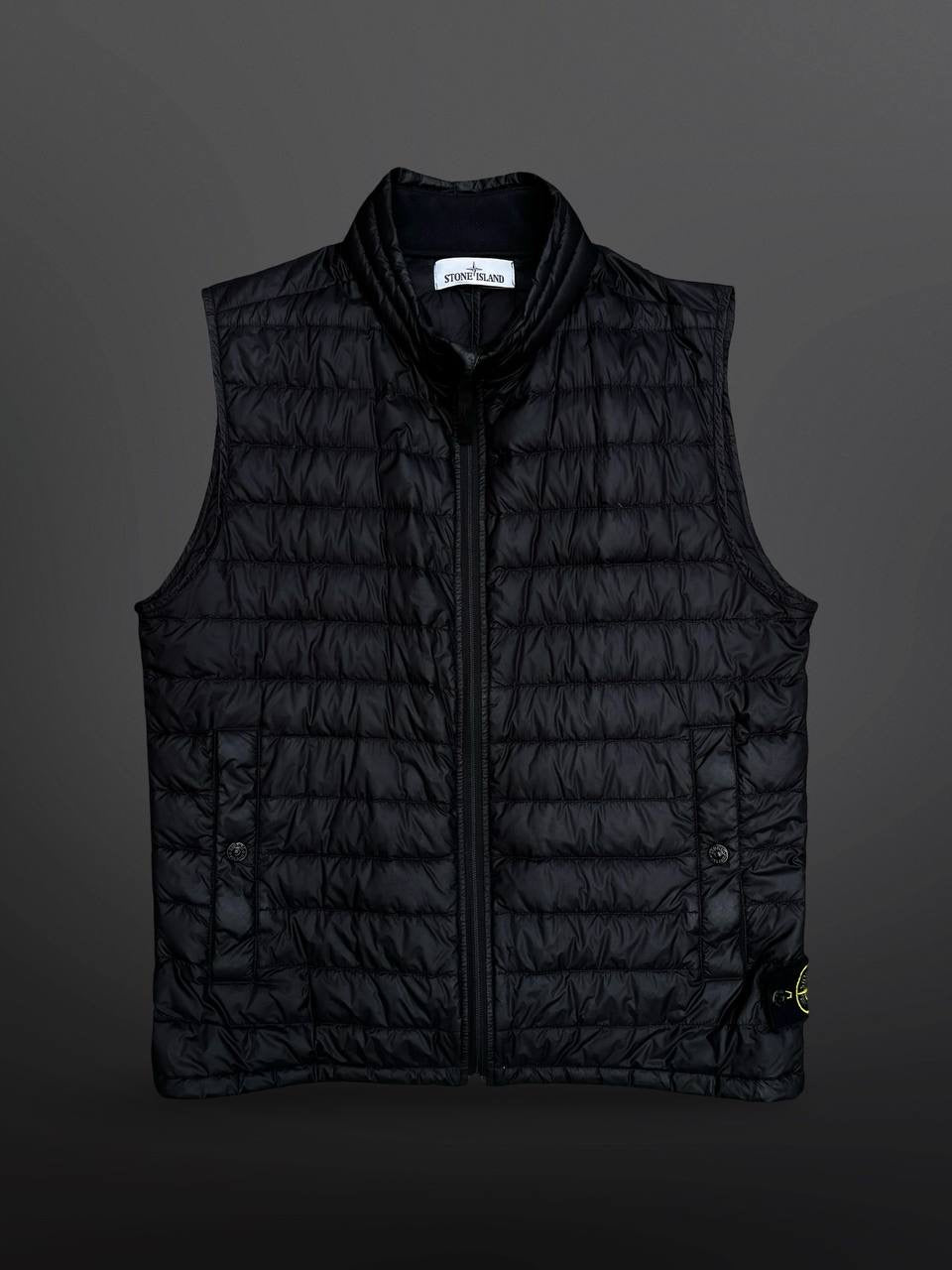 Stone Island Vest Micro Rip Stop 7 Sort Black M Medium Packable