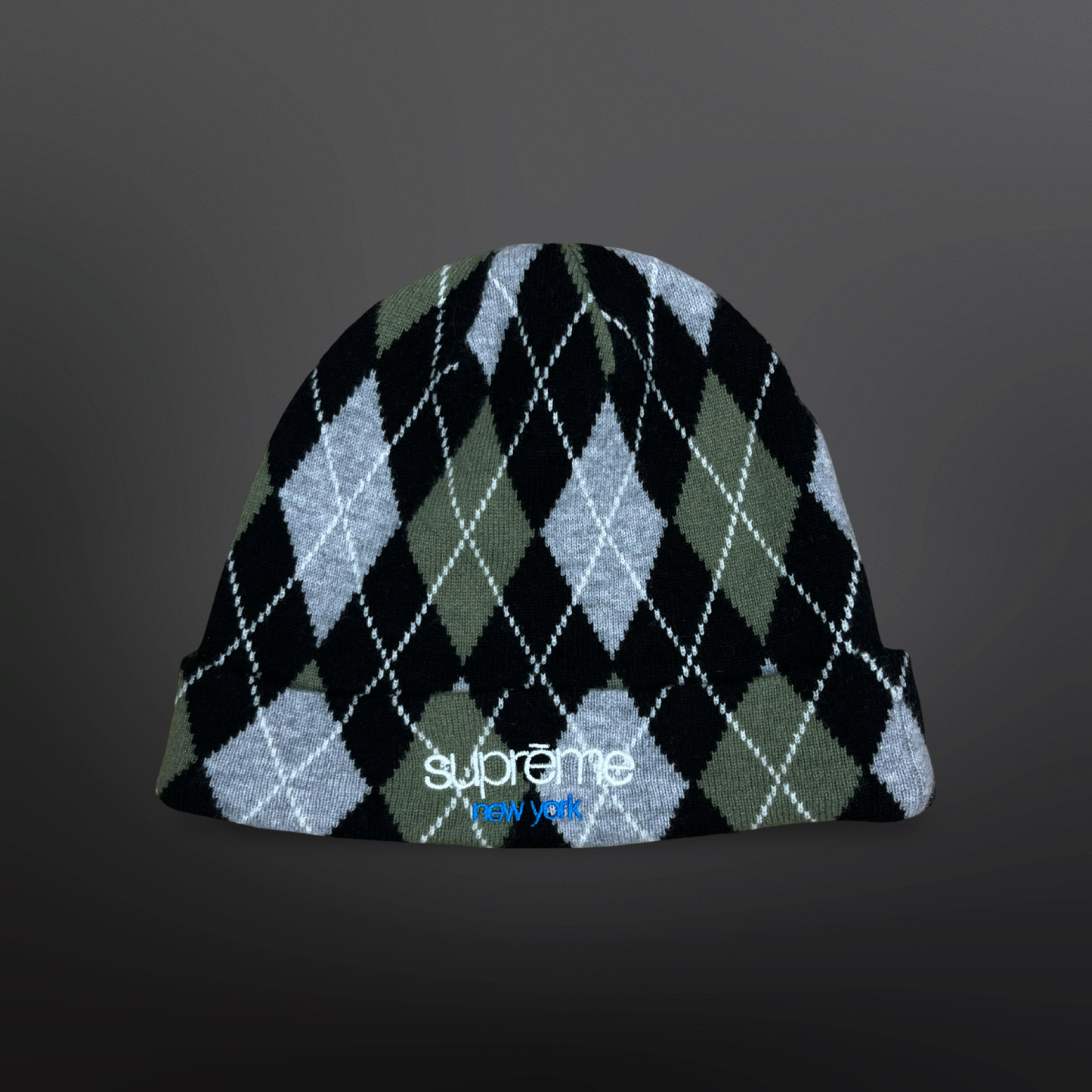 Supreme Argyle Beanie – Black/Grey/Olive